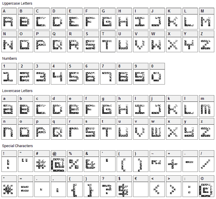 Hacked CRT Font Character Map