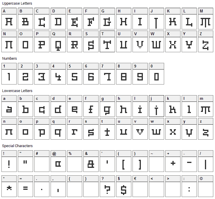 Haiku Font Character Map