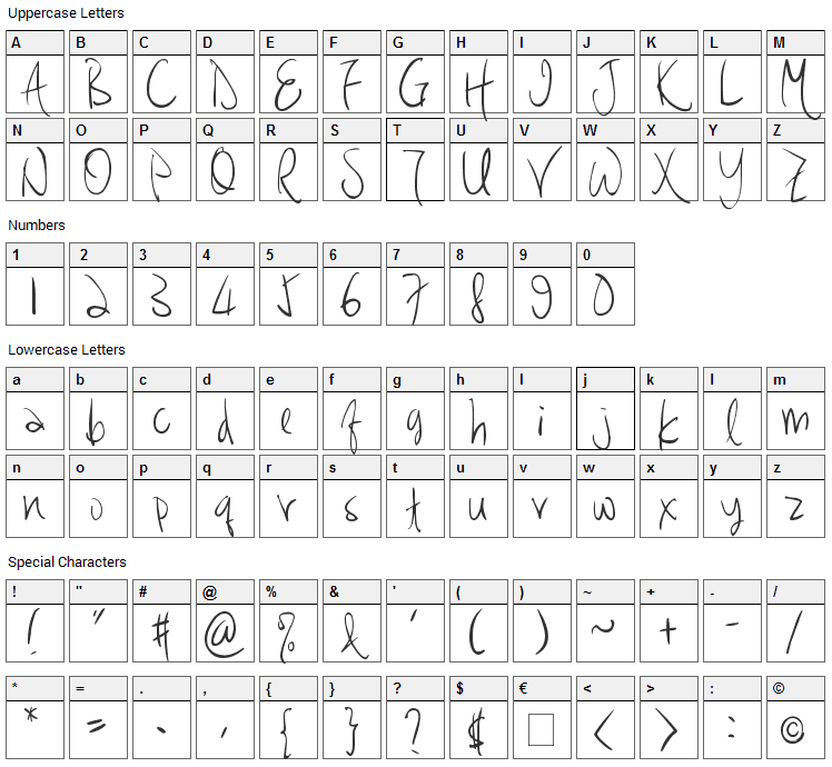 Hakee 2 Font Character Map