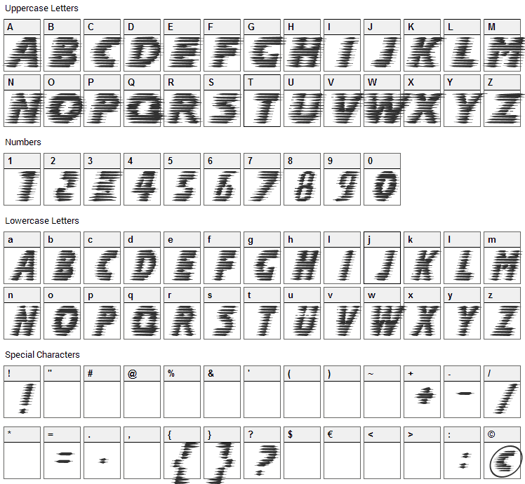 Halcion Font Character Map