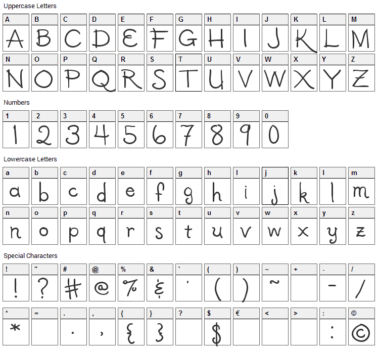 Halcyon Font Character Map