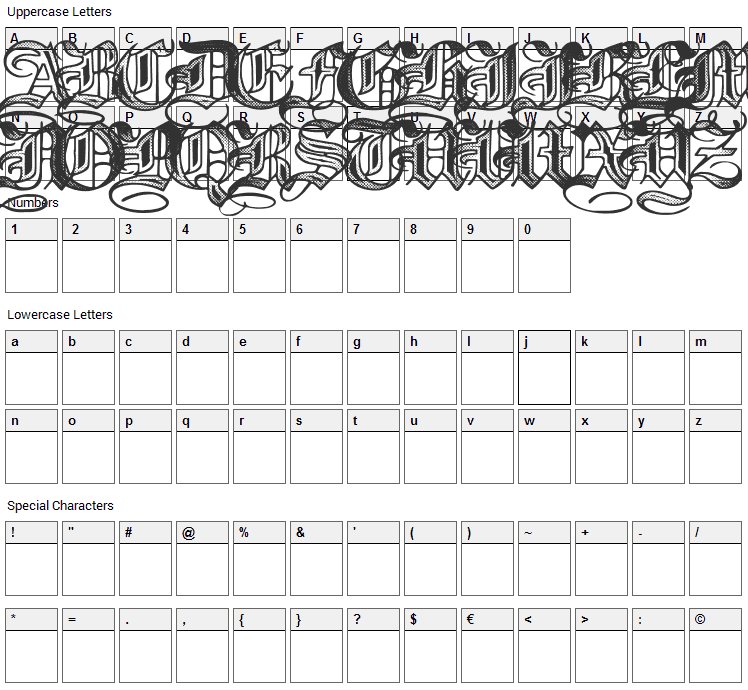 Halftone Font Character Map