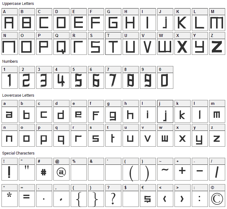 Halits Font Character Map