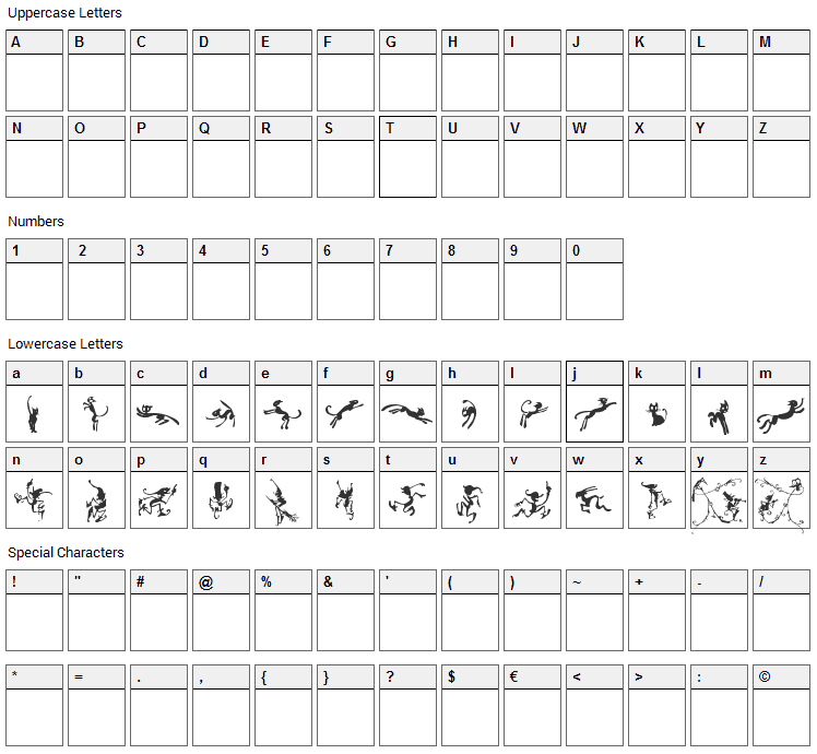 Halloweenies Font Character Map