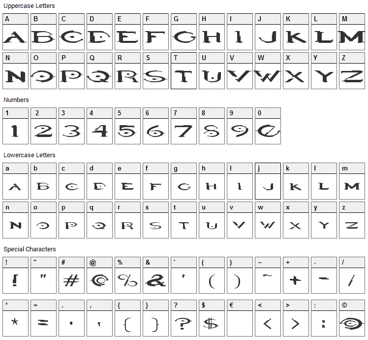 Halo Font Character Map
