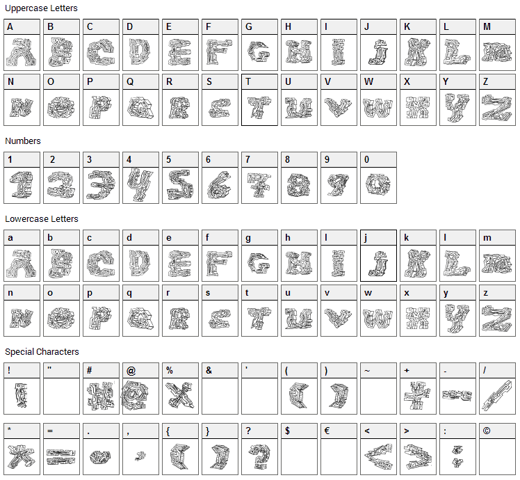 Halo-Sonic Font Character Map