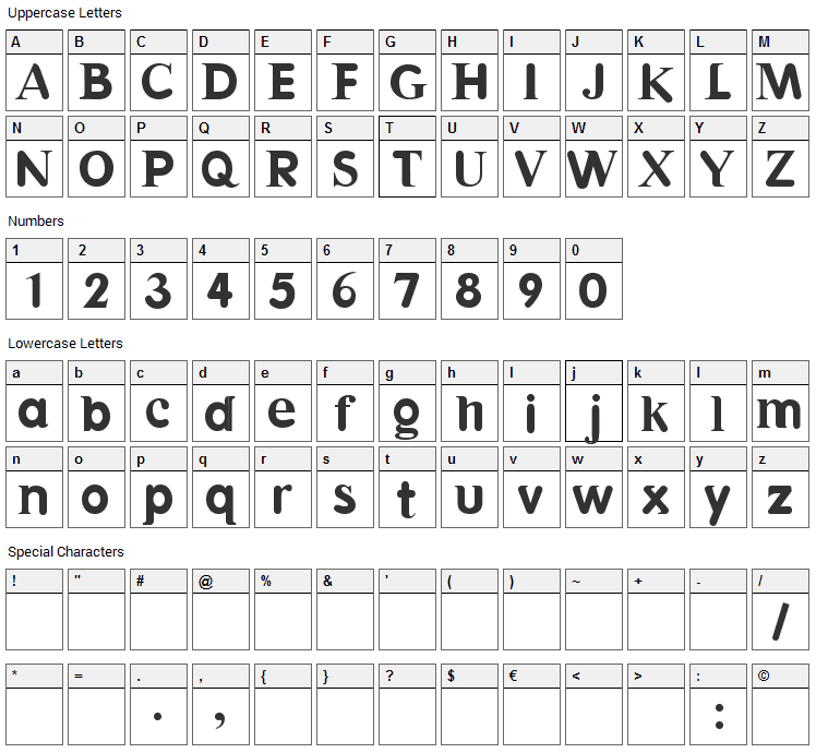 Halvar Font Character Map