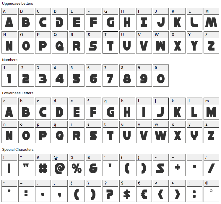 Han Solo Font Character Map