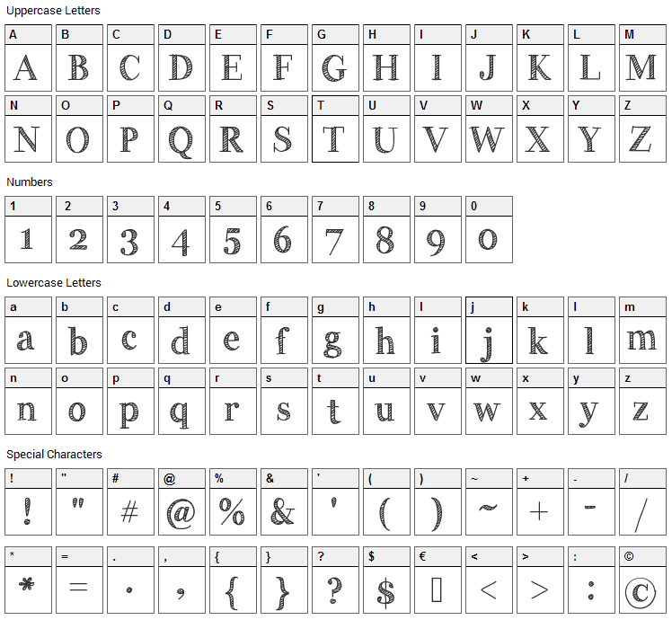 Handy George Font Character Map