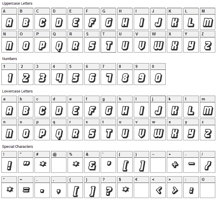 Hang the DJ Font Character Map