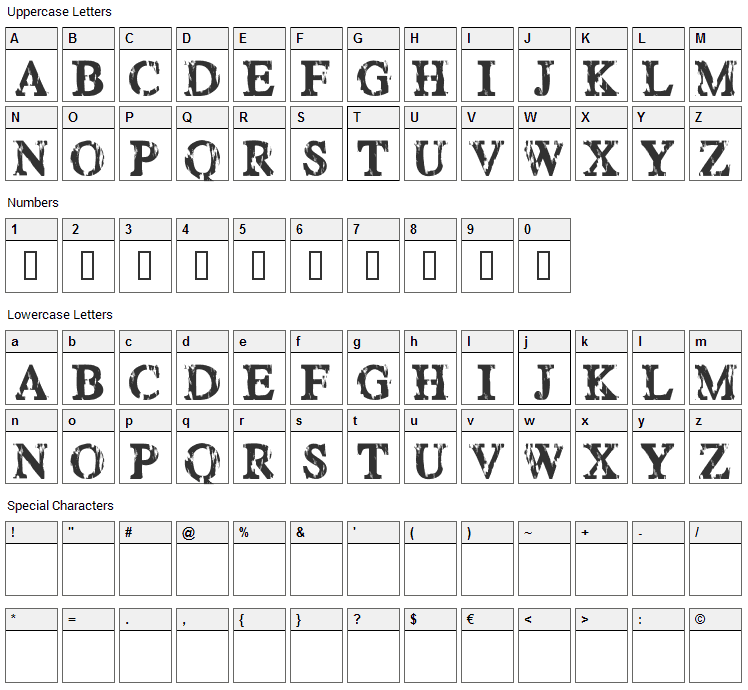 Happy Daze Font Character Map