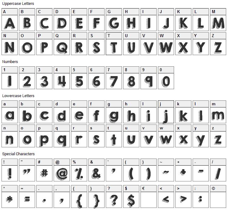 Happy Font Character Map