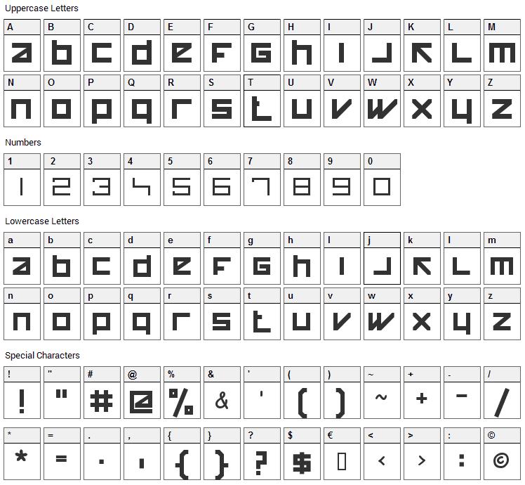 Happy Killer Font Character Map