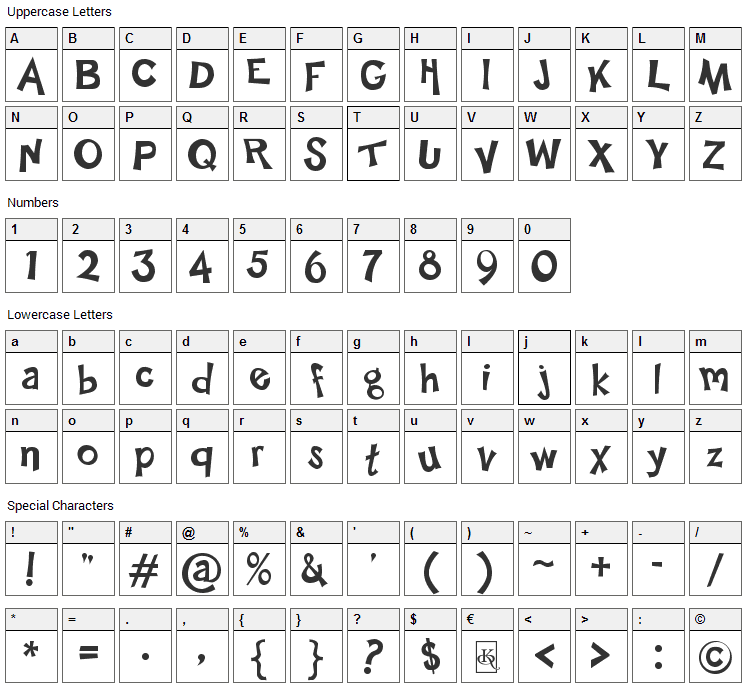 Happy Sans Font Character Map