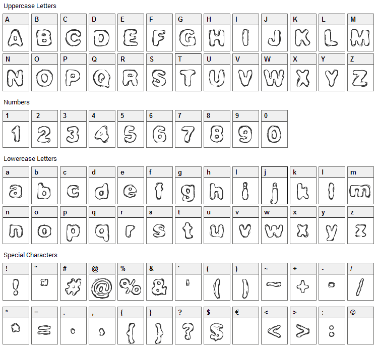 Hassle Font Character Map