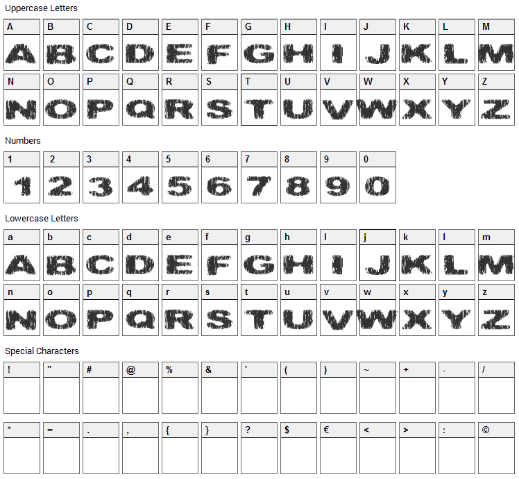 Hatchet Man Font Character Map