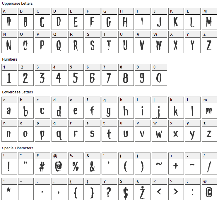 Haunt AOE Font Character Map