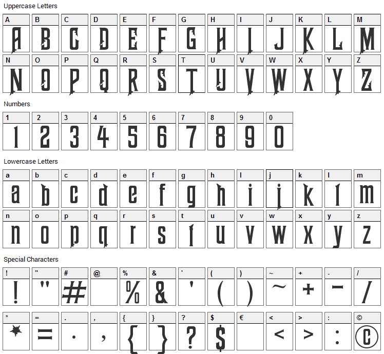 Haunted Mouse Font Character Map