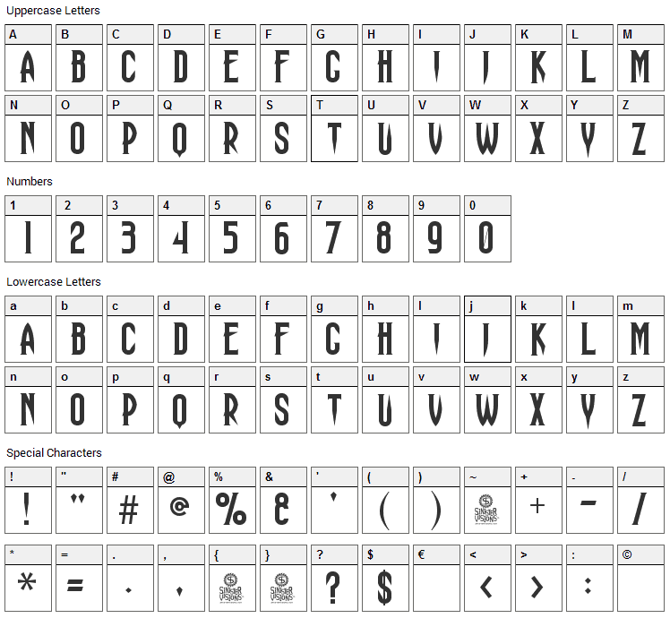 Haunting Attraction Font Character Map