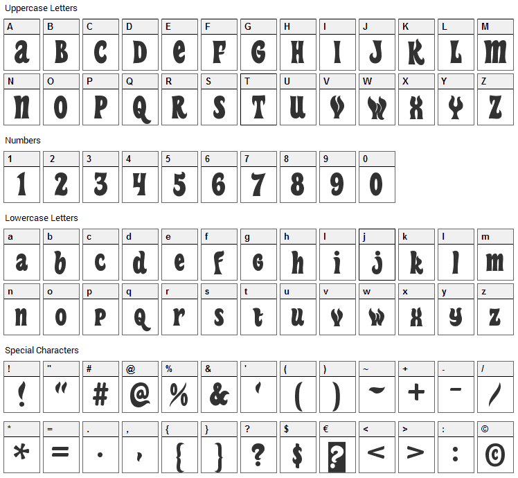 Heavy Heap Font Character Map