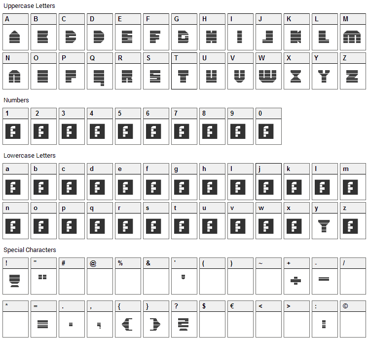 Heavy Loud Edge Font Character Map