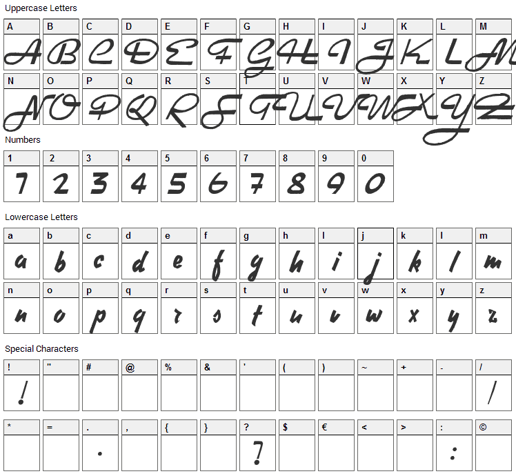 Heavy Rock Font Character Map