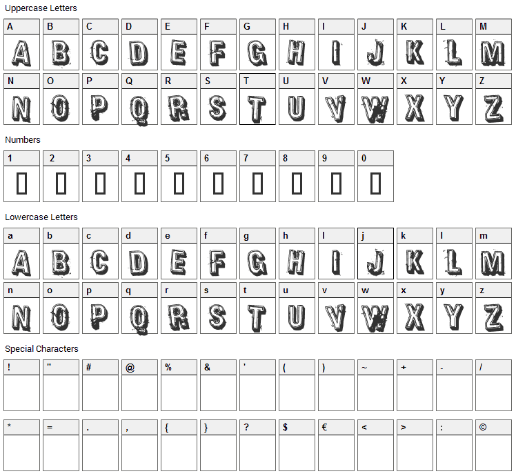 Heavy Rotation Font Character Map