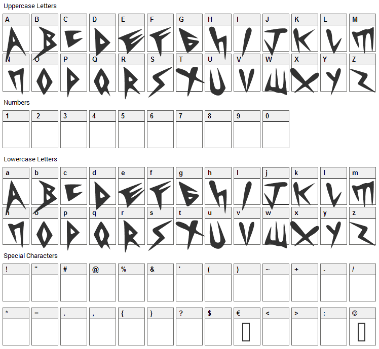Heavycrist Font Character Map