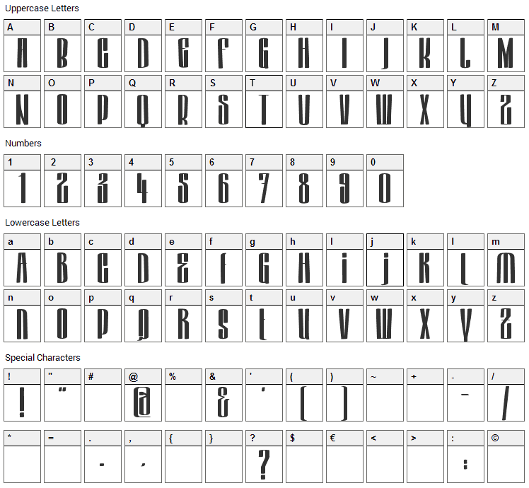 Hektor Font Character Map