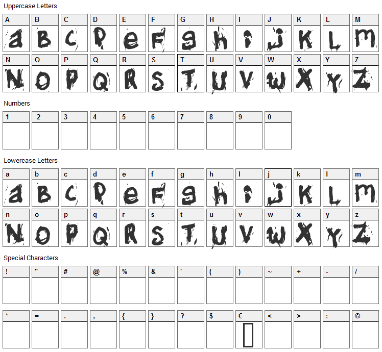 Helifonter Font Character Map