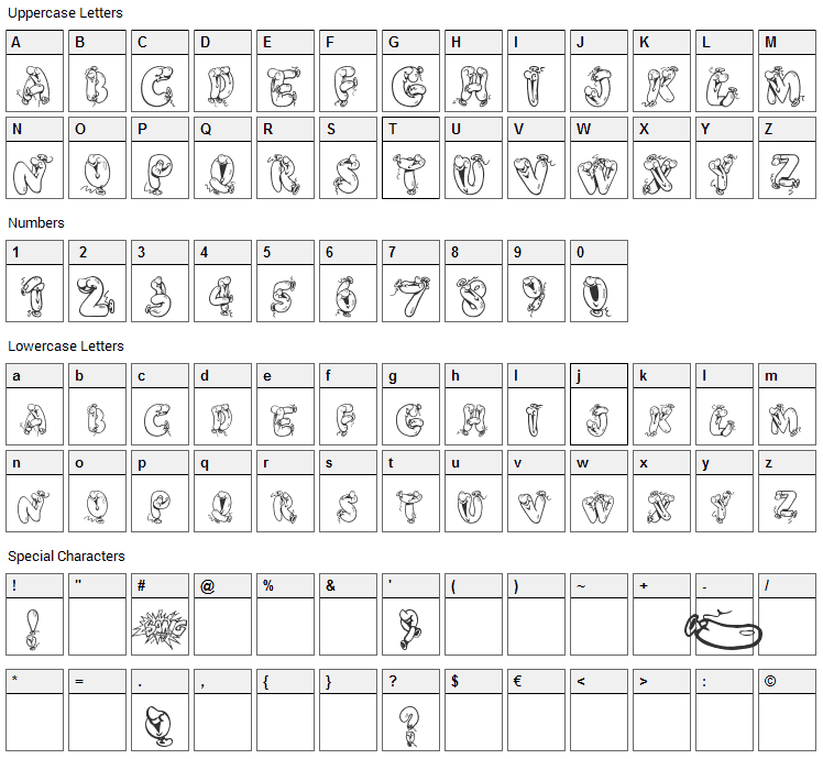 Helium Heaven Font Character Map