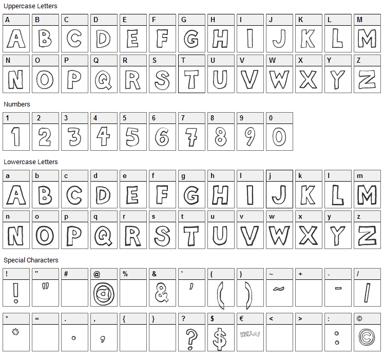 hella Font Character Map