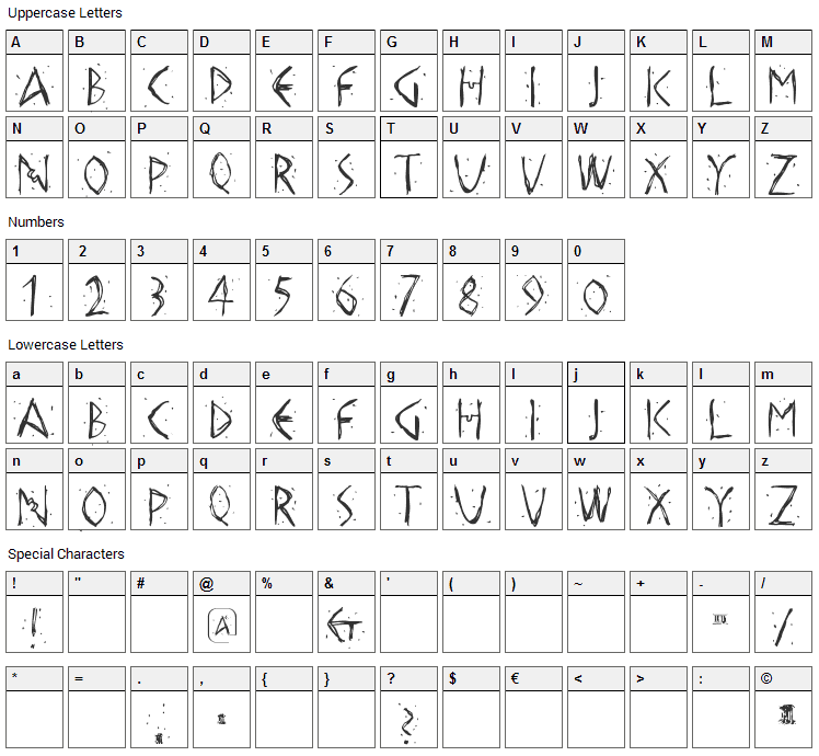 Hellas Dust Font Character Map