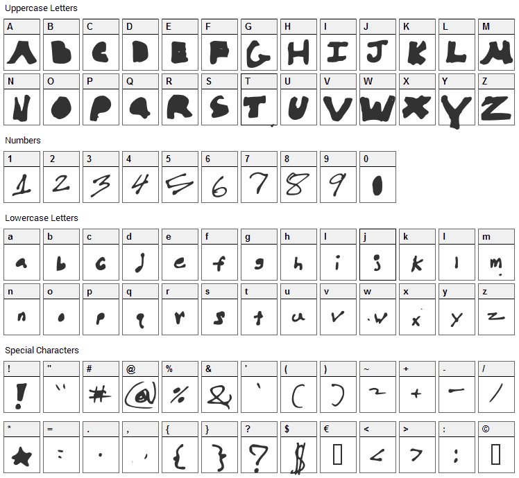 Hello Brock Font Character Map