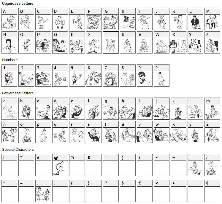 Hello Doc Font Character Map