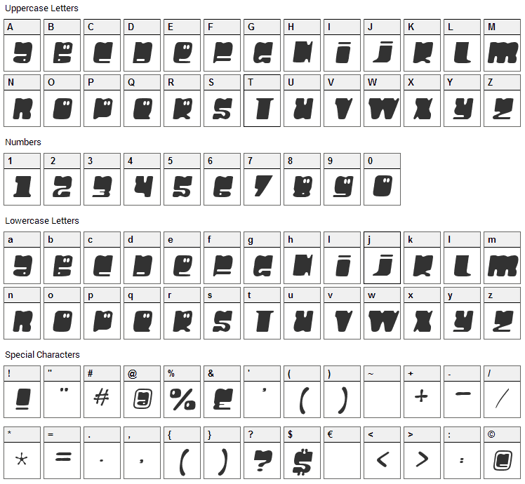 Hello Larry Font Character Map