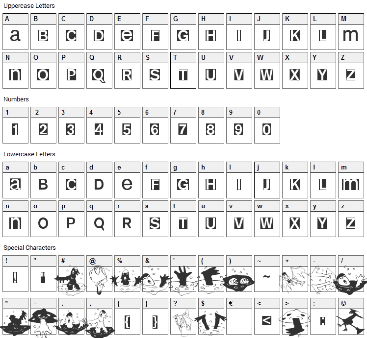 HelloweeniA Font Character Map