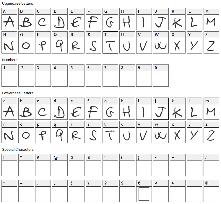Hellphabet Font Character Map