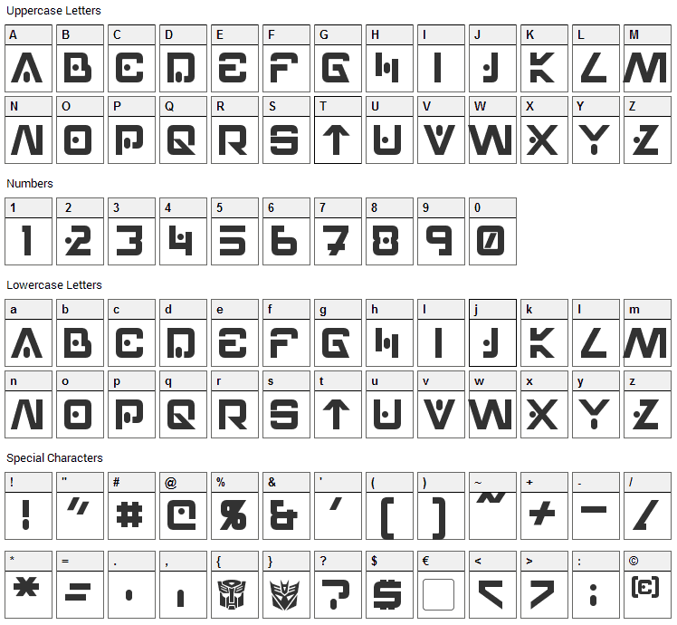 Hellpoint Font Character Map