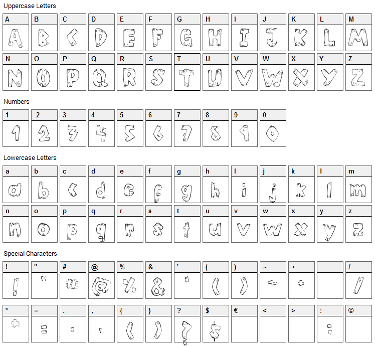 Helter Skater Font Character Map