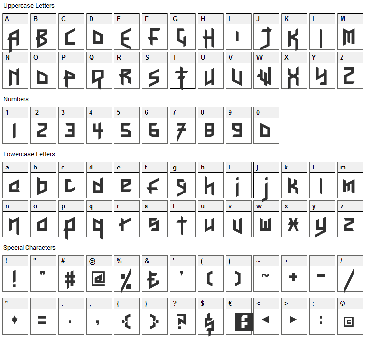 Here Be Dubstep Font Character Map