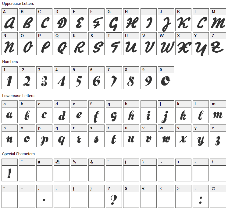 Hertz Oscillations Font Character Map