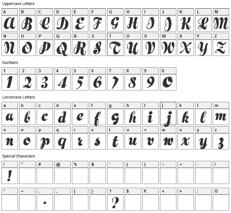 Hertziano Font Character Map