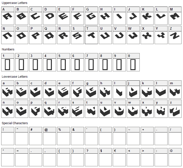 Hexagon Font Character Map