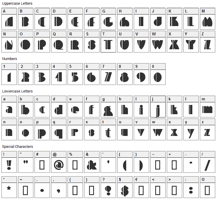 High Five Font Character Map