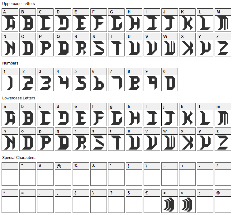 High Orbit Font Character Map