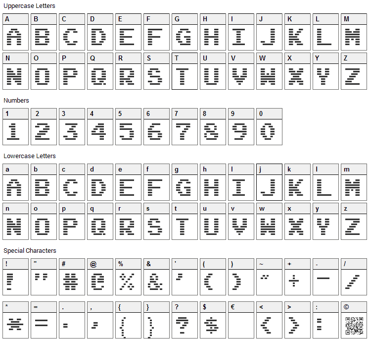 Highscore Hero Font Character Map