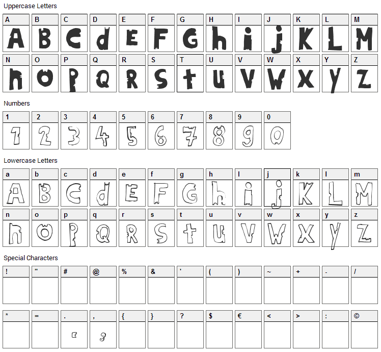 Hildinia Donut Font Character Map