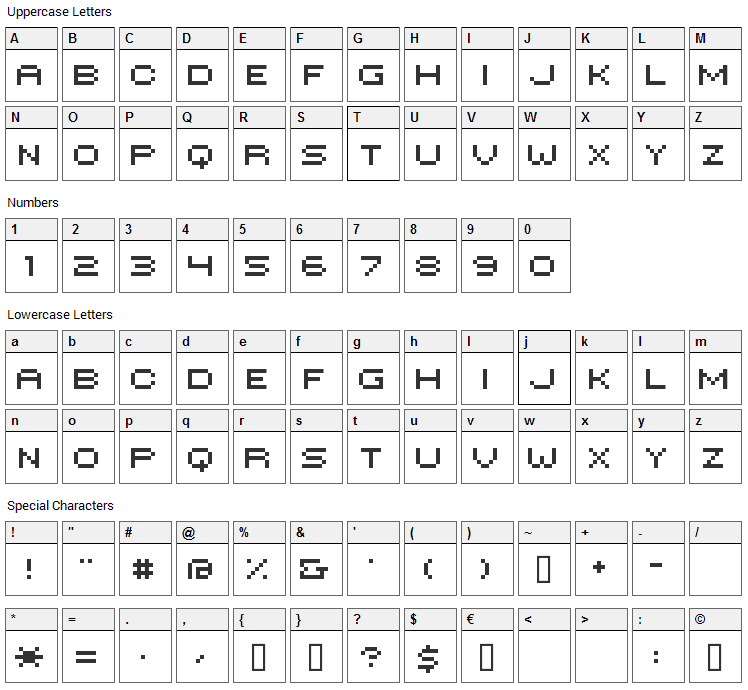 Hilogin Font Character Map