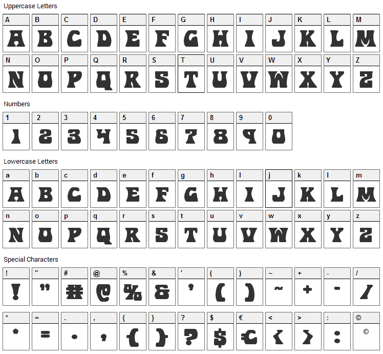 Hip Pocket Font Character Map